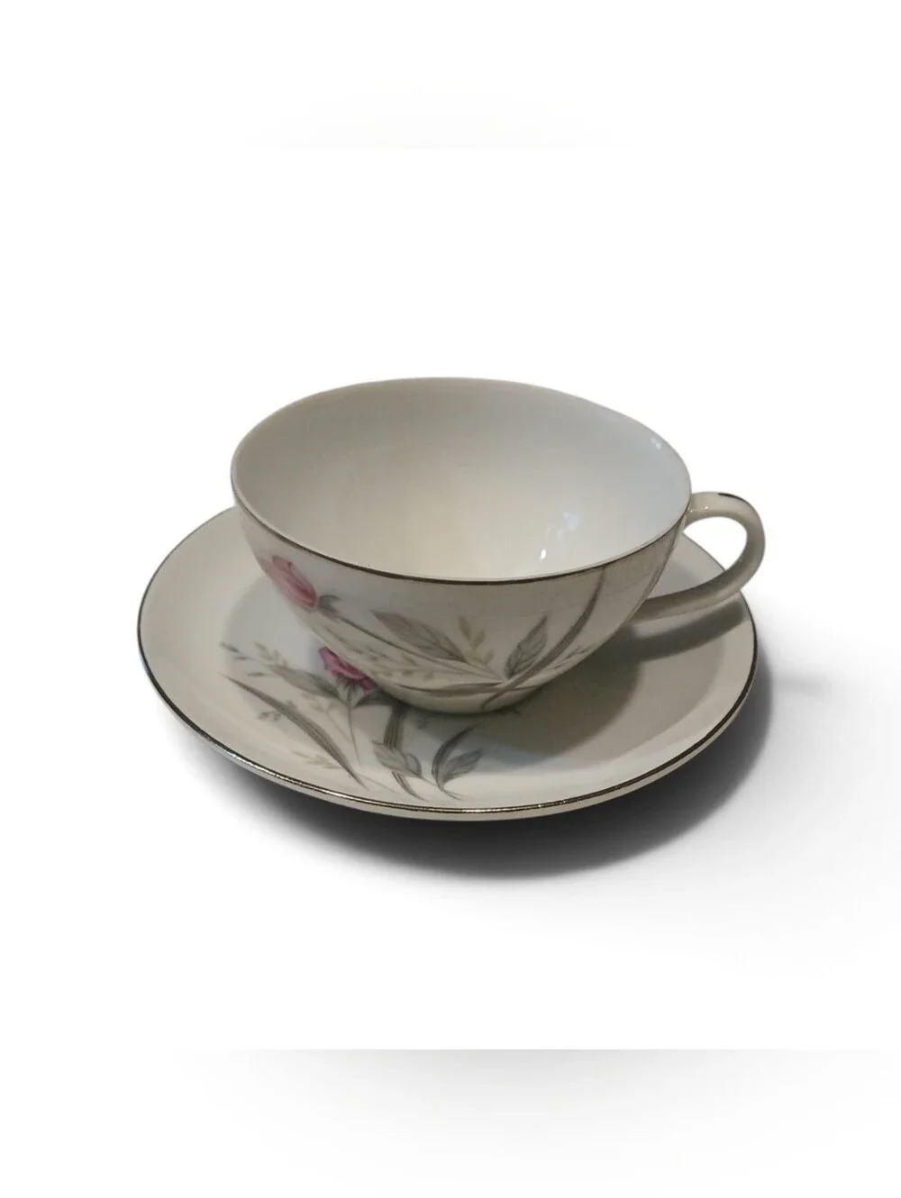 Vintage Windsor Rose Flat Cup & Saucer Set